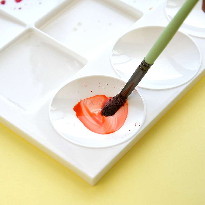 Akvarel palet let at rengøre firkantet palet plast maling palet akvarel maling rundt hul palet
