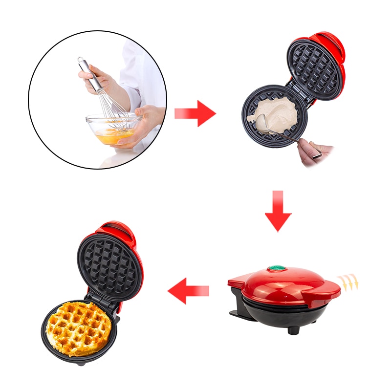 Mini sähköinen vohvelivalmistaja kupla munakakku uuni aamiainen vohvelikone munakakku uunipannu eggette -kone