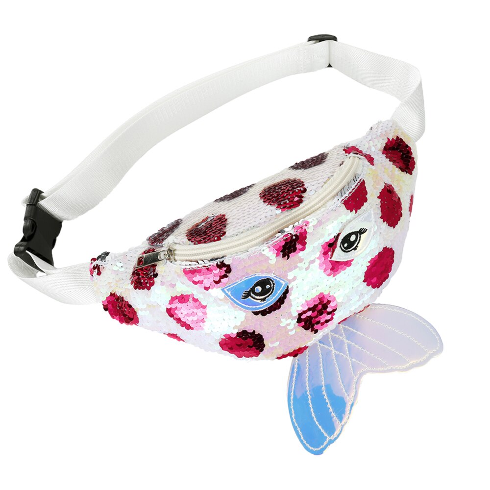 Bebis flicka barn paljetter midjeväska fanny pack barn korskropp bröstväska handväska sjöjungfru form mini bältesväska hip bum bag: Rosa