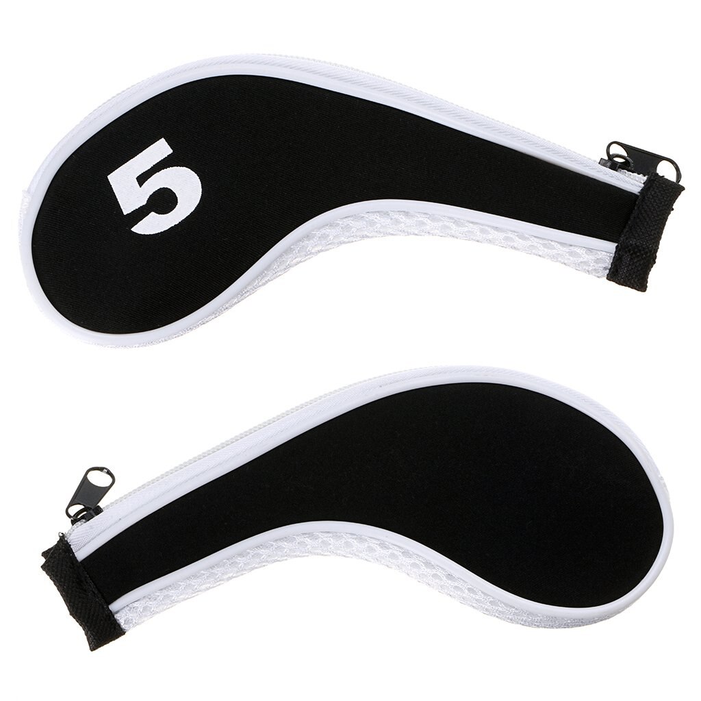 Number Print Golf Club Irons Covers Zippered Driver Head Cover with Long Neck-Set Of 12