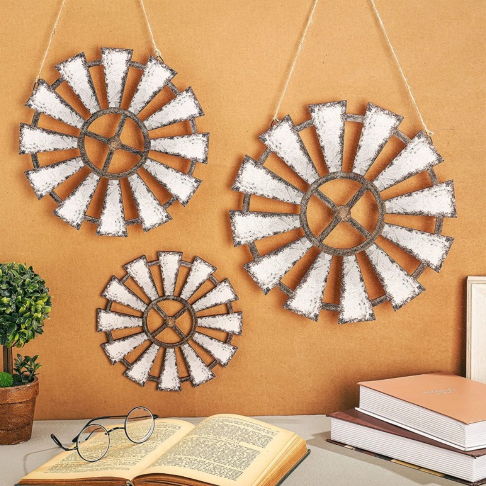Molino de viento de madera Vintage, decoración de pared, tema campestre, molino de viento único, decoración del hogar, estilo rústico, colgante, arte de pared rústico, decoración de cocina