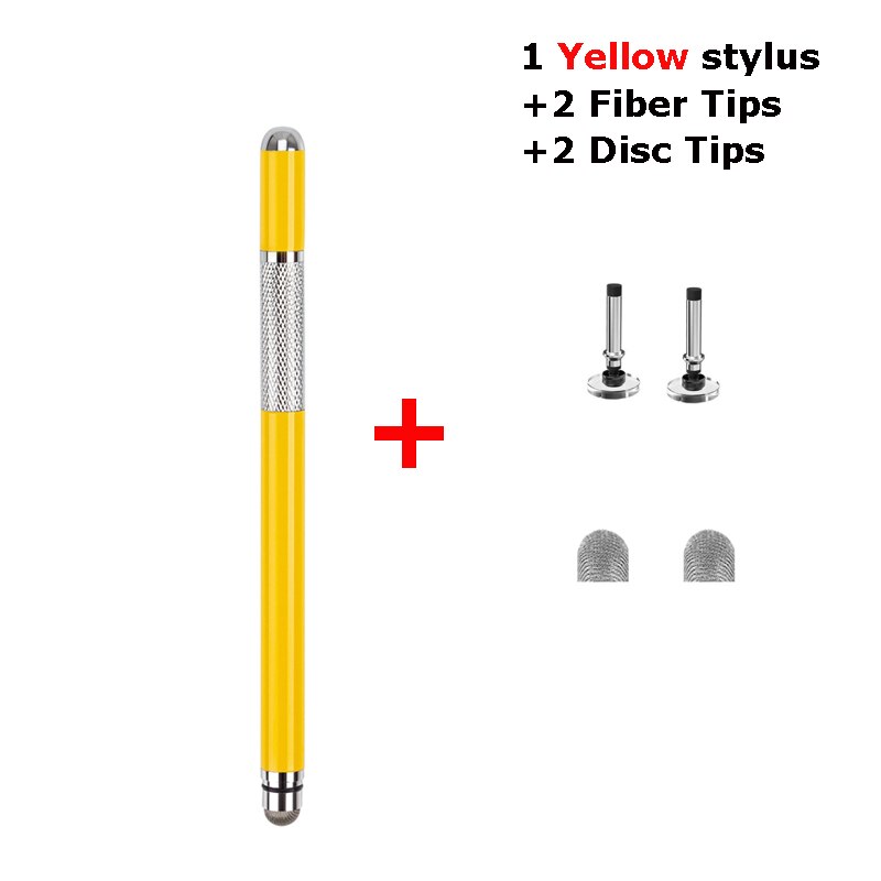 2in1 Stylus Pen For Apple Tablet Touch Pen For Capacitive Screen Drawing Pencil For Iphone Mobile Notebook Writting Caneta: Yellow With Tips