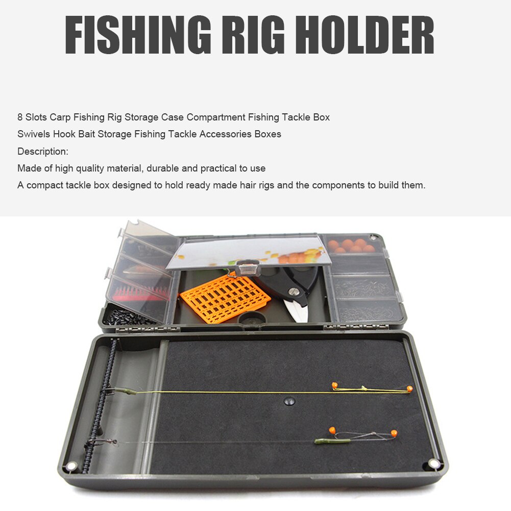 8 Slots Carp Fishing Rig Storage Case Compartment Fishing Tackle Box Swivels Hook Bait Storage Fishing Tackle Accessories Boxes