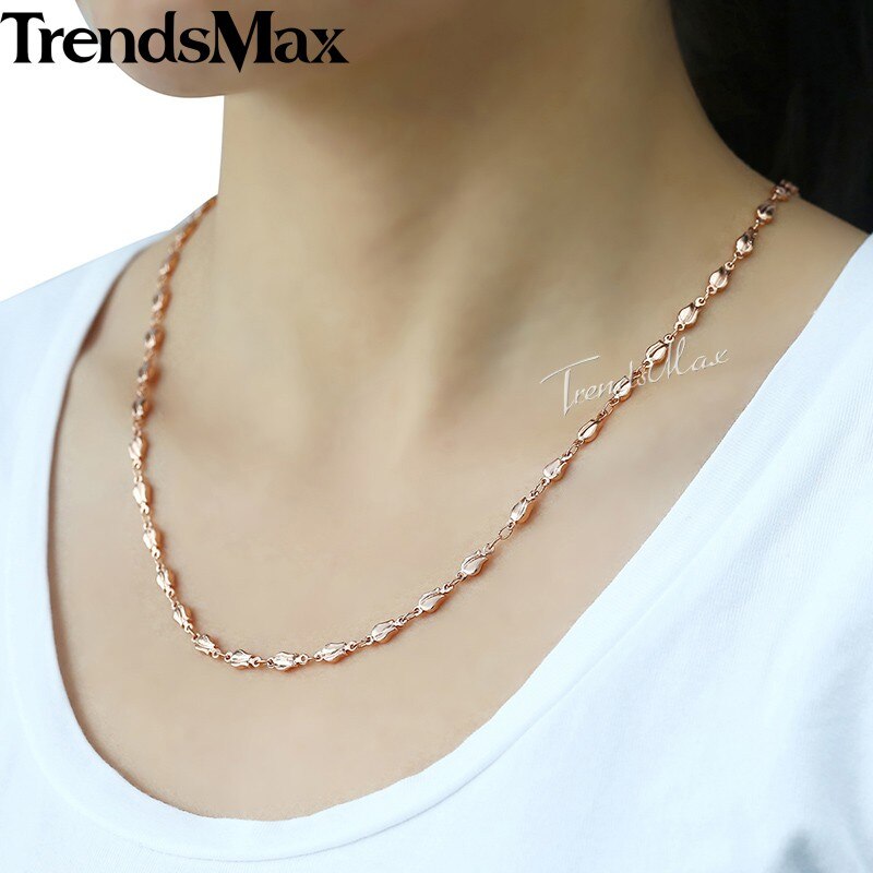 4 Mm Neckalce Voor Vrouwen Meisjes 585 Rose Gold Bud Ketting Vrouw Mode-sieraden Valentines 45 Cm 50 Cm 55 Cm GN226A