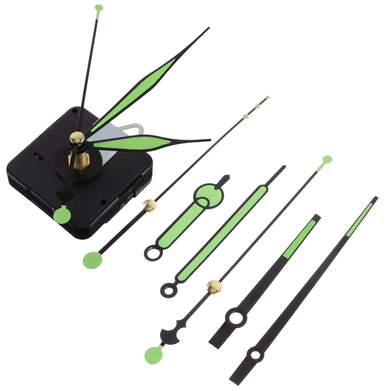 1 einstellen Mechanismus-Uhrzeiger-Bausätze, Ich bin Dunkeln leuchtender Mechanismus, Ersatz, geräuschloses Wanduhr-Bewegungsset, Welle, fluoreszierende Zeiger
