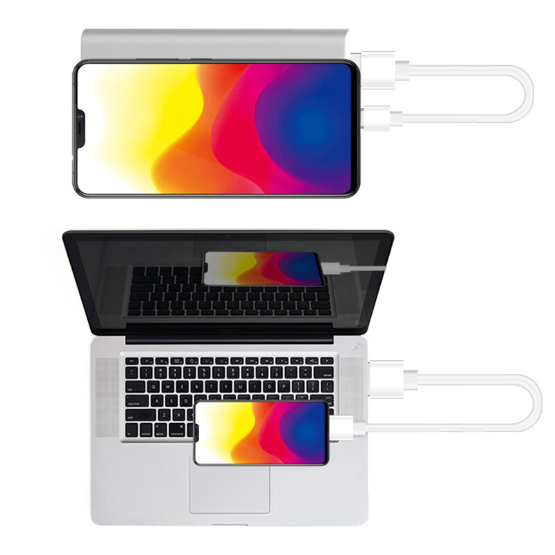 6 pièces câbles courts 25cm ligne pour Multi Ports USB chargeur 10 pouces pour Iphone type-c Android Micro USB câbles pour Station de recharge