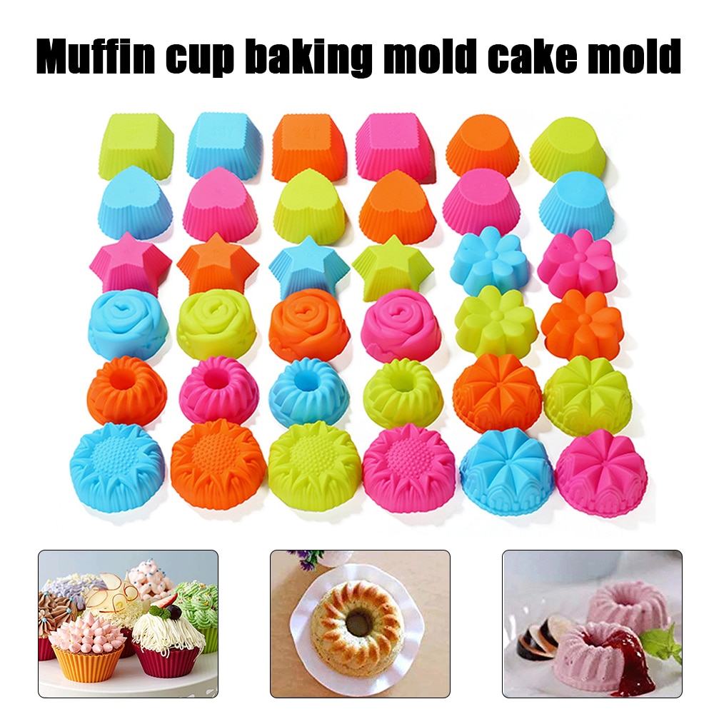 Silicone Cupcake Mold Heart Shape Cake Muffin Bakvorm Anti-aanbak Herbruikbare Siliconen Mallen Diy Homemake Muffin Jelly Mallen