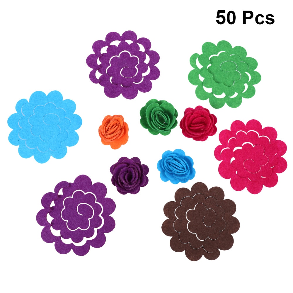 50 Pcs Simulatie Vilt Bloem Leuke Bloem Applicaties Exquisite Gestanst Voelde Florals Voor Naaien Diy Ambachten (Gemengde Kleur)