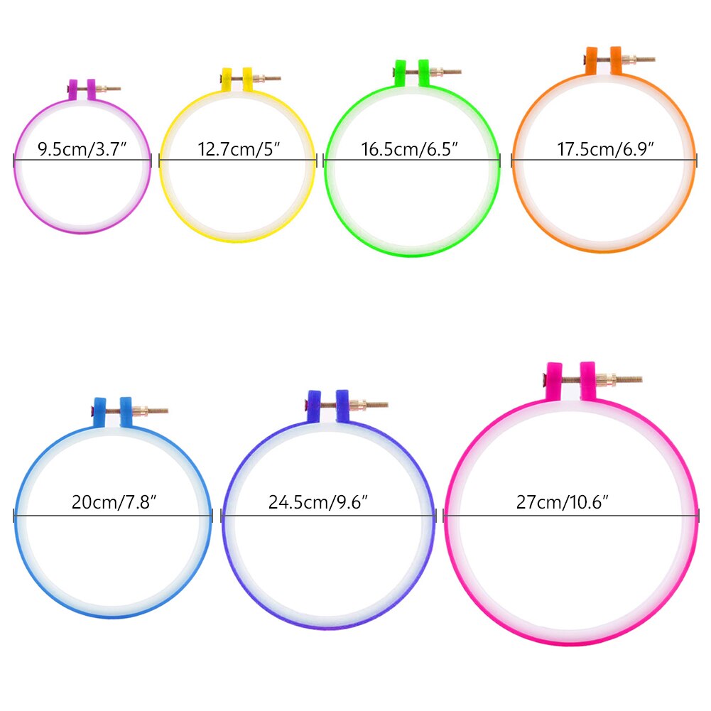 1pc Cross Stitch Circle Set DIY Craft Machine Round Loop Hand Cross Adjustable Embroidery Hoops Plastic Hoop Ring Random color