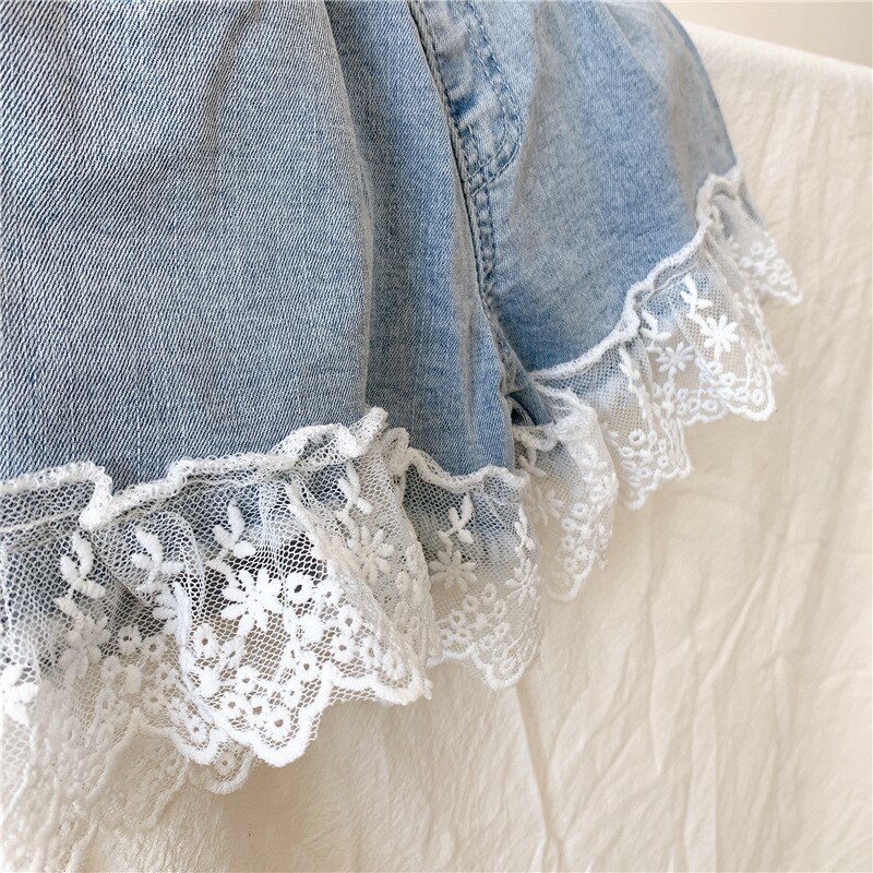 Meisjes Baby Denim Shorts Wit Kant Jeans Zomer Kleding Meisje Kinderen Mode Toevallige Korte Broek Kind Kleding