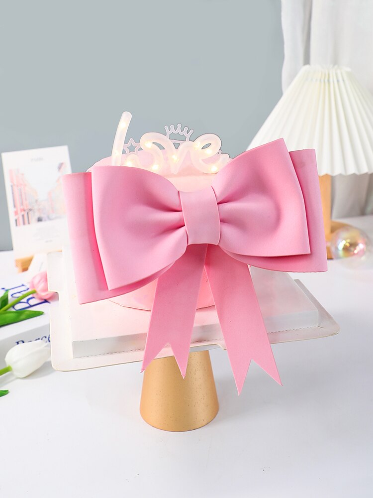 Pink Big Bow Girl's Wedding Cake Decoration Confession Cake Topper Prince Boy Kid Party Supplies Pink Love