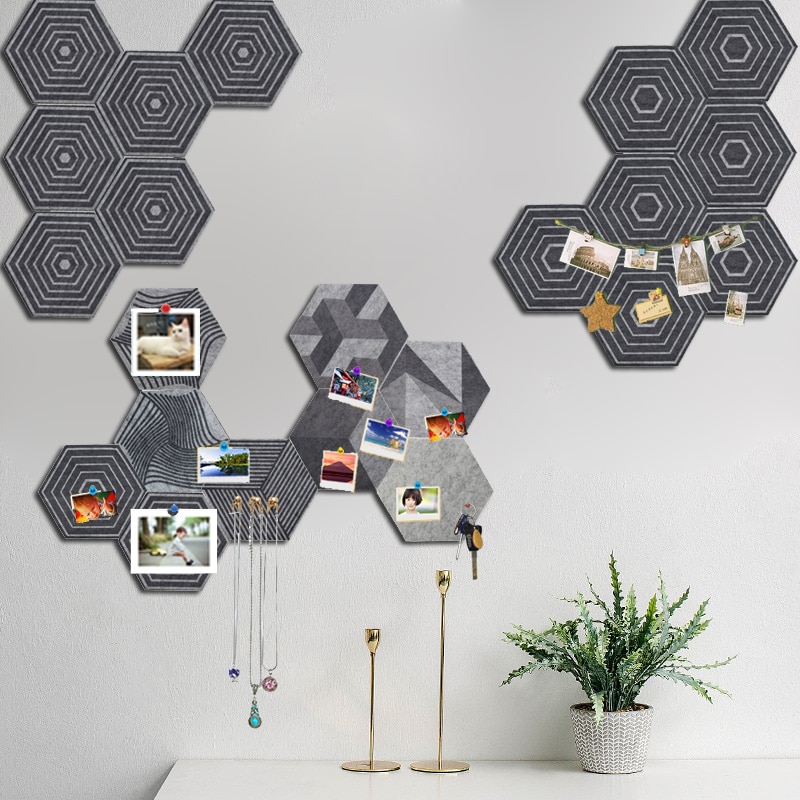 9mm tjock hårdgrå sexkant filt tyg foto display meddelande anslagstavla konst heminredning fieltro para manualidades 1pc