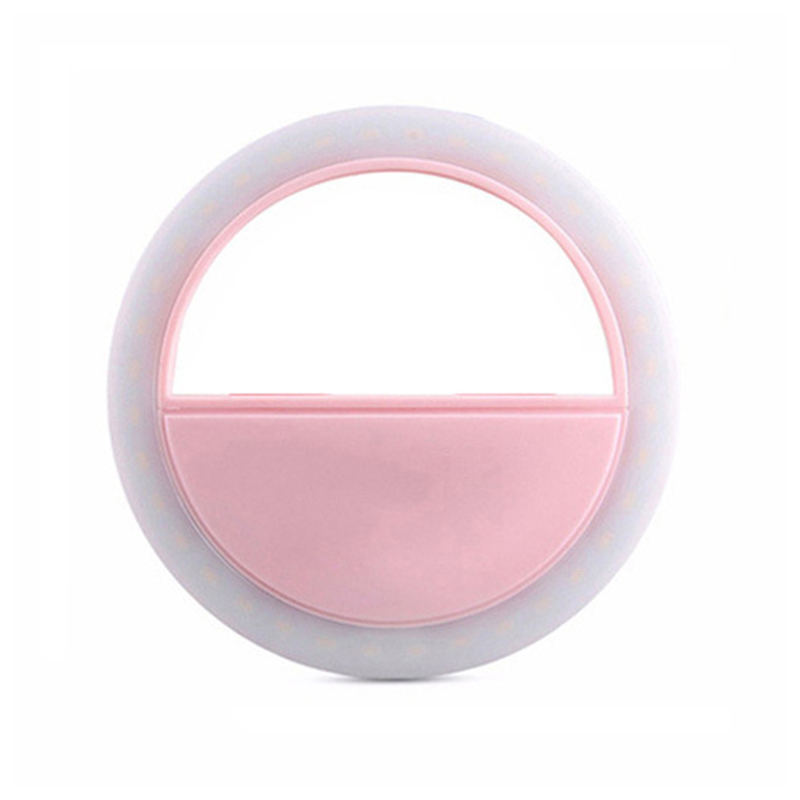 Led Draagbare Licht Nacht Telefoon Flash Light Led Camera Clip-On Mobiele Telefoon Selfie Ring Light Video Usb Opladen voor Alle Telefoon: Roze