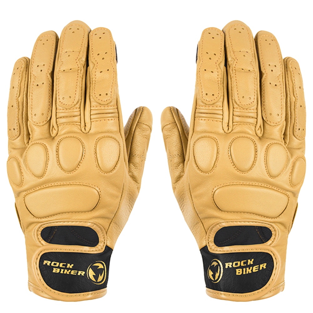 Rock Biker Motorhandschoenen Lederen Retro Bruin Motor Bike Handschoen Mannen Vrouwen Chopper Shockproof Guantes Moto Motocross Handschoen