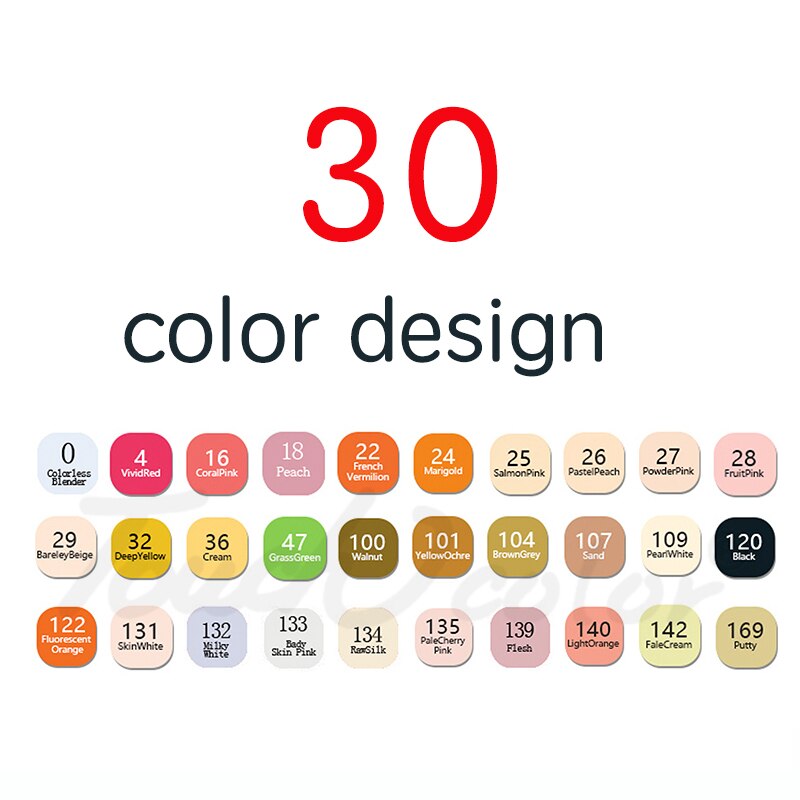 Negro de 30 colores arte conjunto de marcadores a base de Alcohol tinta rotulador para bocetos de la pluma para el artista dibujo Manga animación suministros: 30color design