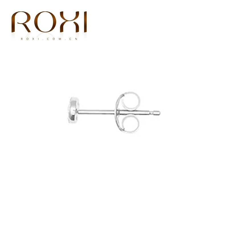 ROXI Classic Round Circle Crytal Piercing Earrings for Women Pendientes 925 Sterling Silver Simple Cartilage Earrings Jewelry: SILVER