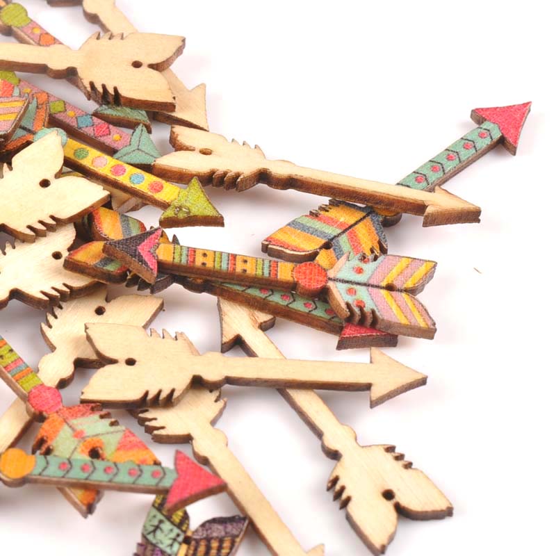25 pièces flèches mélangées forme bois artisanat Scrapbook bricolage pour bois tranches ornements décoration de la maison accessoires Arts 34x12mm m1815