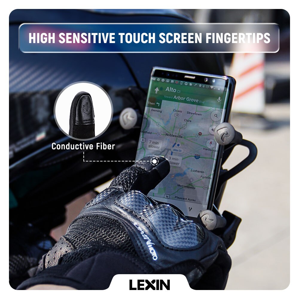 Lexin Summer Gloves Men for Motorcycle Breathable &amp;Hard Knuckle Hand Protection Touchscreen Riding Gloves Moto Cycling