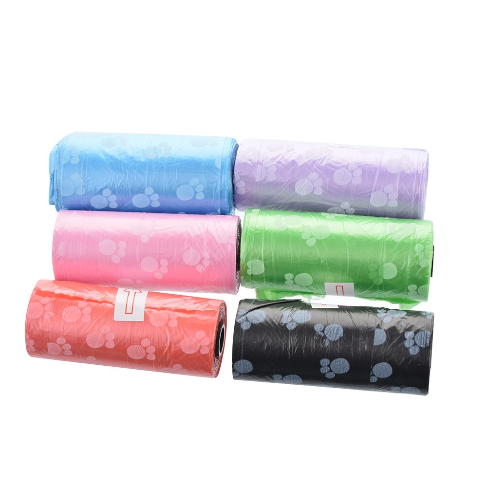 15pcs/roll Biodegradable Pet Dog Poop Bag Waste Dog Pooper Paw -Friendly Doggy Litter Dispenser Pets Products For Dogs
