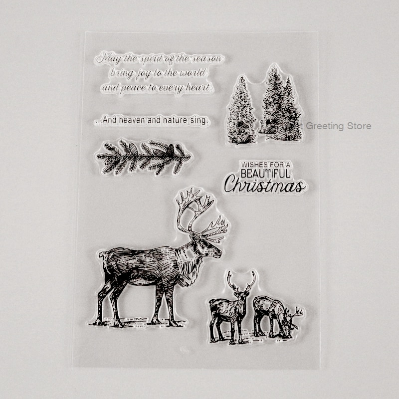 Eno Groet clear postzegels kerst citaat herten postzegels elanden scrapbooking stempels kaart maken levert