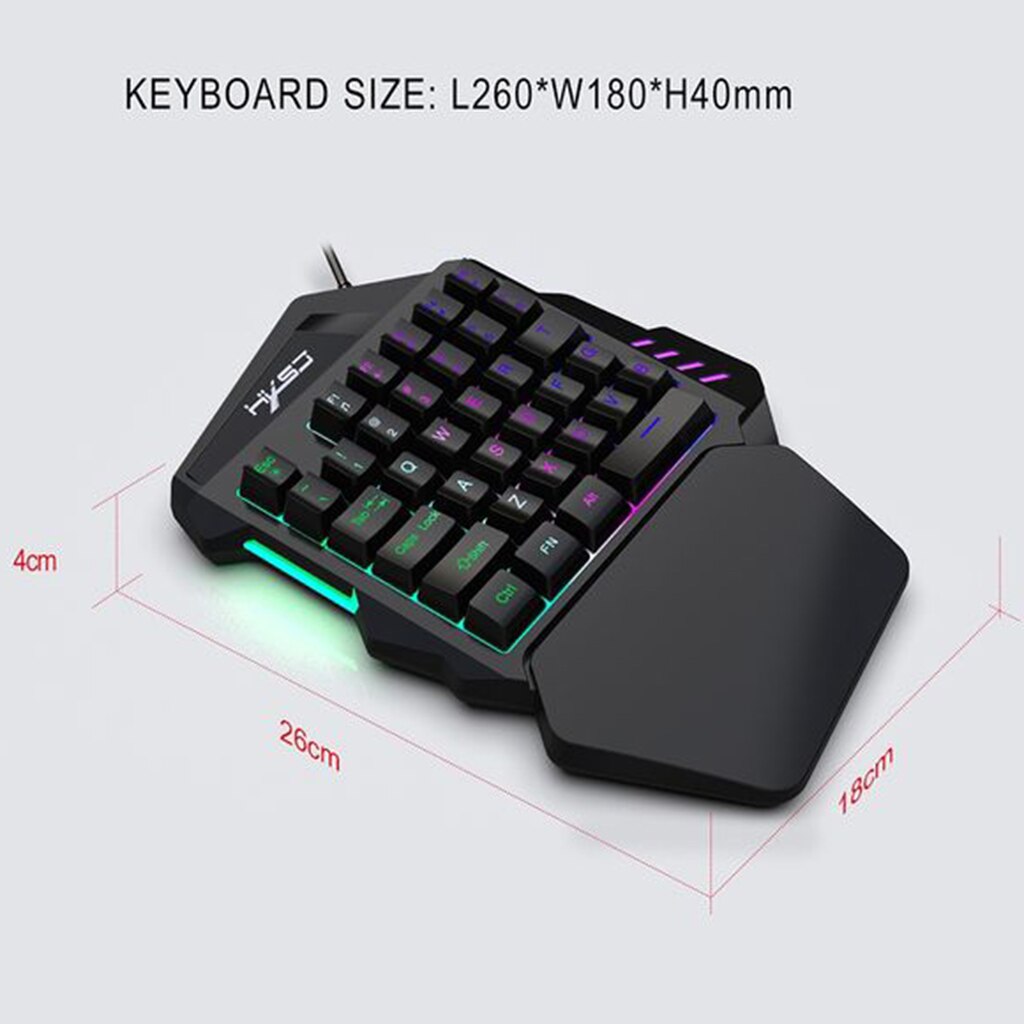 One Handed Mechanical Gaming Keyboard Mouse Set Portable Mini Gaming Keypad Game Controller for PC PS4 Gamer RGB Backlit LED