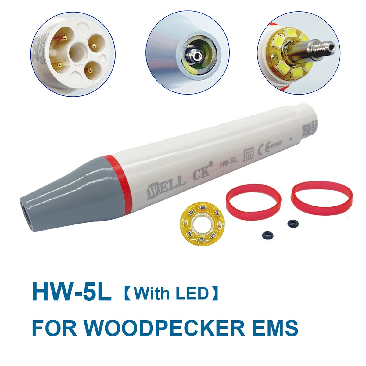 WELL CK Ultrasonic Piezo Scaler Handpiece HD-7H &amp; HD-7L LED Fit for SATELEC DTE Dental Ultrasonic Scalers: HW-5L With LED