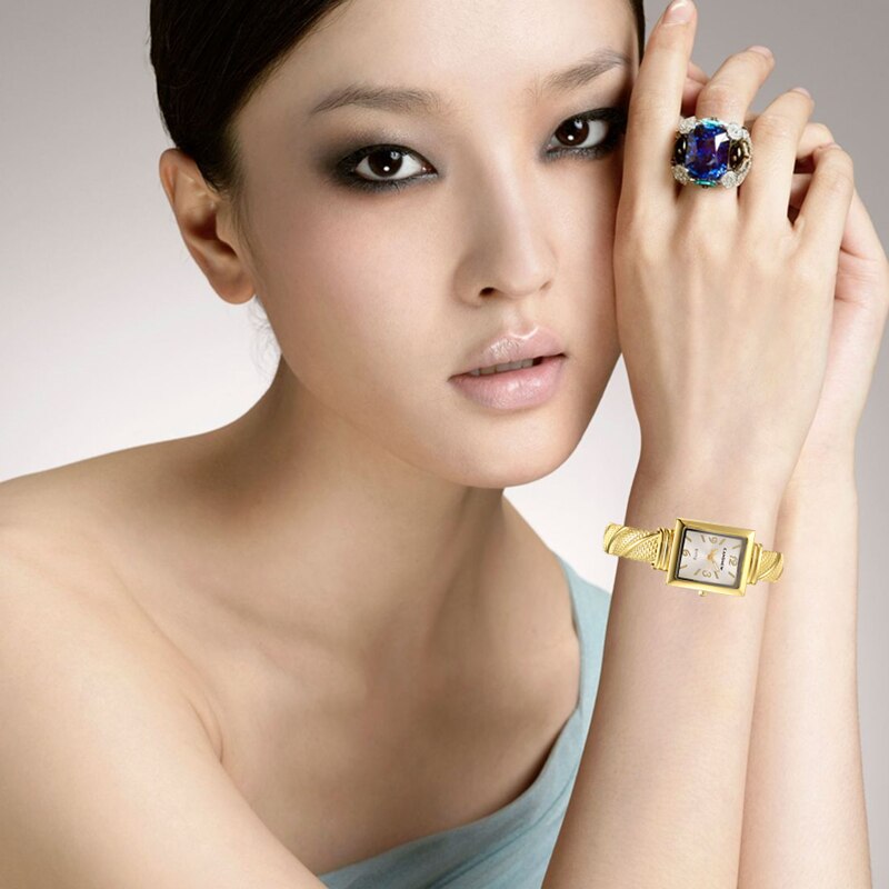Montre à Quartz rectangulaire pour femmes, , , Bracelet en or Rose, décontracté, tendance, bayan kol saati, 2022