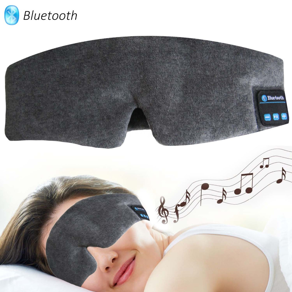 JINSERTA Wireless Stereo Bluetooth Earphone Sleep Mask Phone Headband Sleep Soft Earphones for Sleeping Eye Mask Music Headset