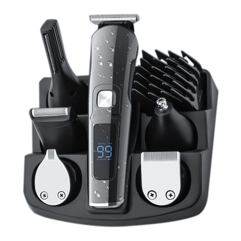 Baardtrimmer, draadloze tondeuse, snortrimmer voor mannen, waterdichte tondeuseset met led-display, bodygroomer: Default Title