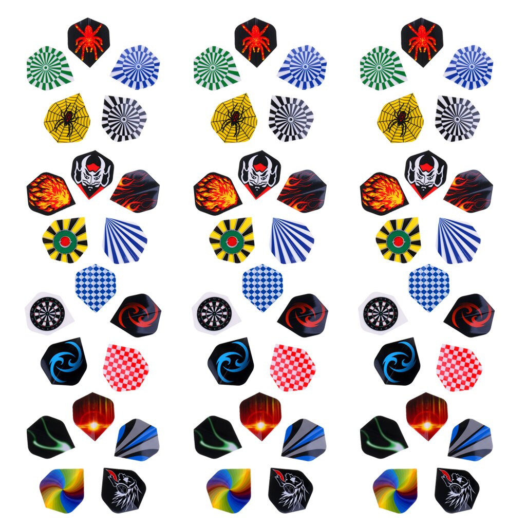 MagiDeal 60 Pieces (3 Sets) Standard Dart Flights Durable PET Plastic Darts Flights Colorful Dart Flights