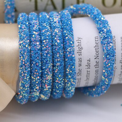 6mm harpiks glitter rhinestones tau rør ledning paljett trimming til diy smykker armbånd halskjede fest dekorasjon bryllup 1 verftet: Himmelblå