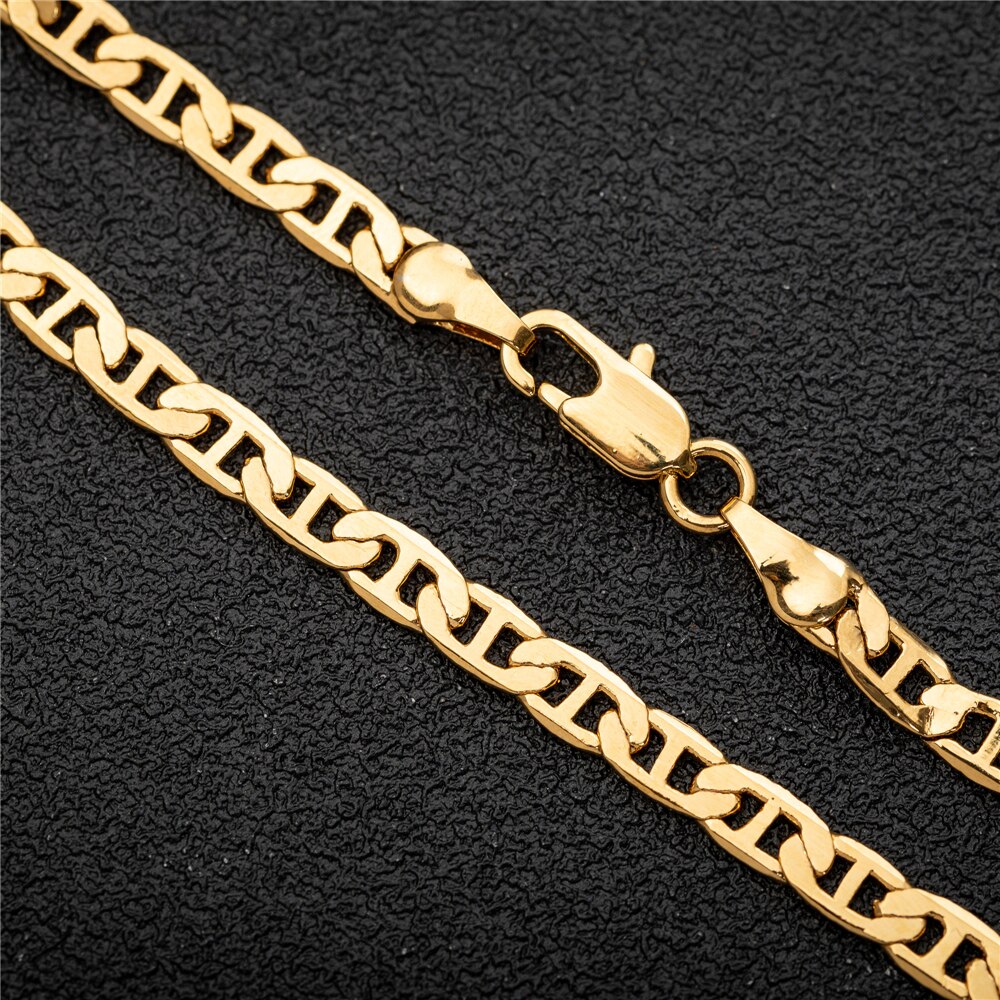 Cor do ouro/cor branca 4.2mm mariner link chain flat anklet, 9 10 11 polegadas tornozelo pulseira para mulher homem à prova dwaterproof água