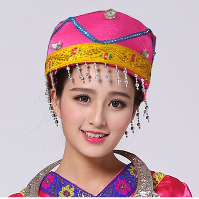 Red Blue Tassel Miao Headpiece Hmong Minority Hat Traditional Dong Nationality Dance Head wear Festival Performance Headdress: 8