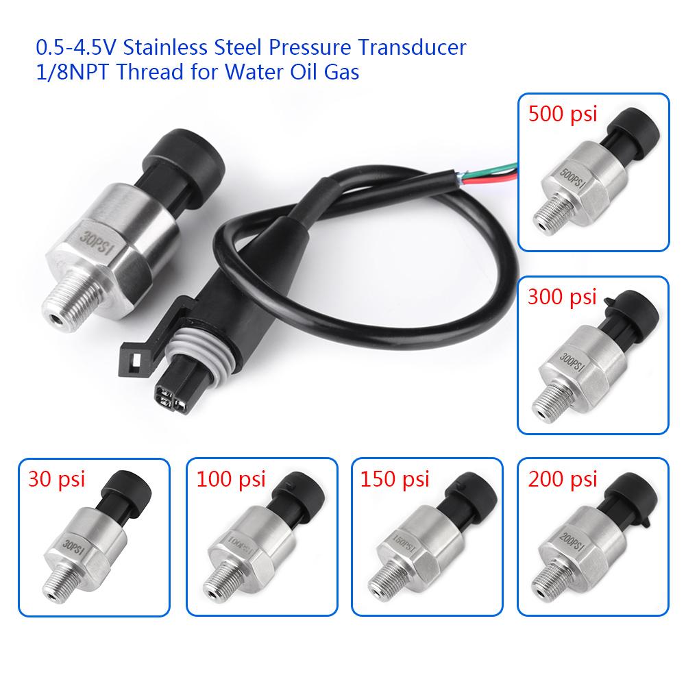 DC 5V 1/8NPT Thread Pressure Transmitter Pressure Sensor Stainless Steel Transducer Sender Sensor for Oil Fuel Diesel Air Water