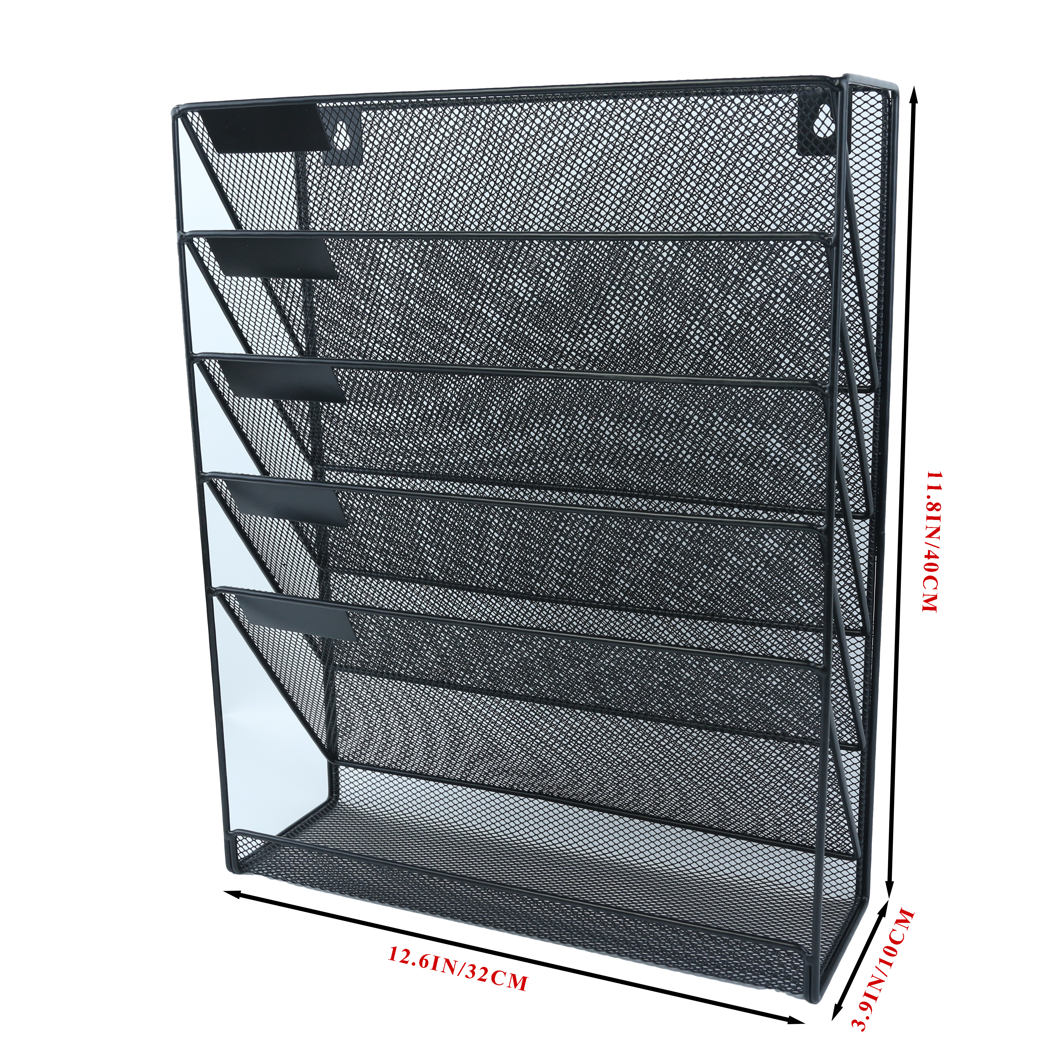 Desk File Organizer Mesh Hanging Wall Mount Document Organization Stand Desktop Vertical Mail Paper Folder Holder Rack 5 Tier