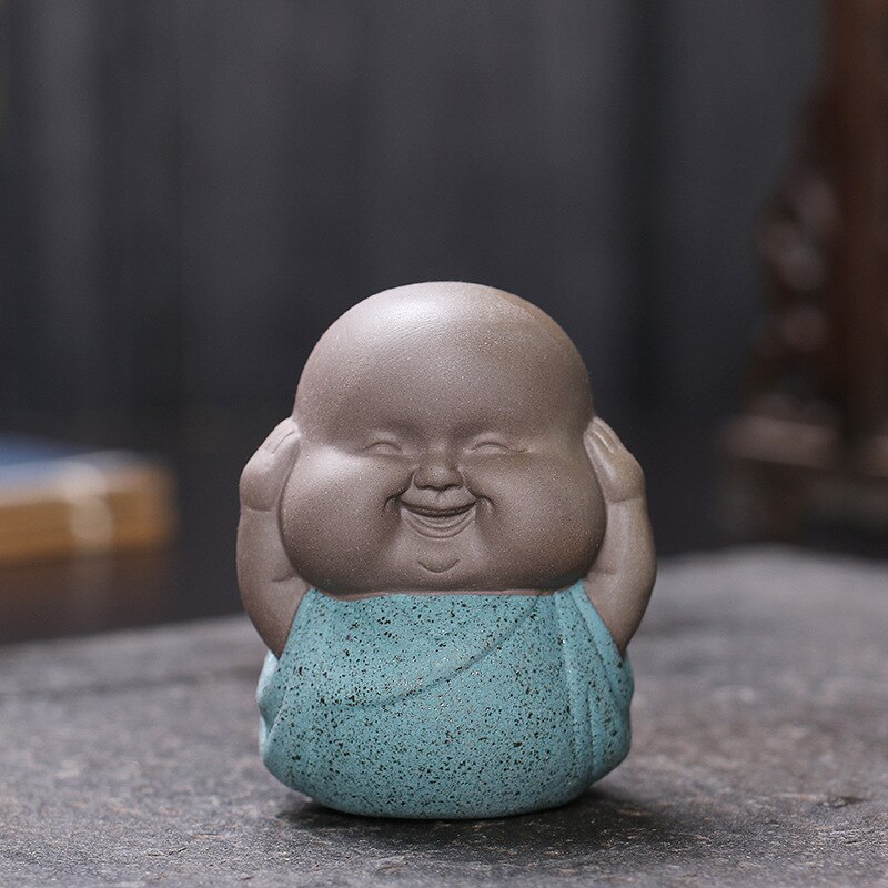 Mini dekorative keramiske buddha statuer munke indretning artikler noing ser ingen hørelse siger keramiske munke skulptur buda