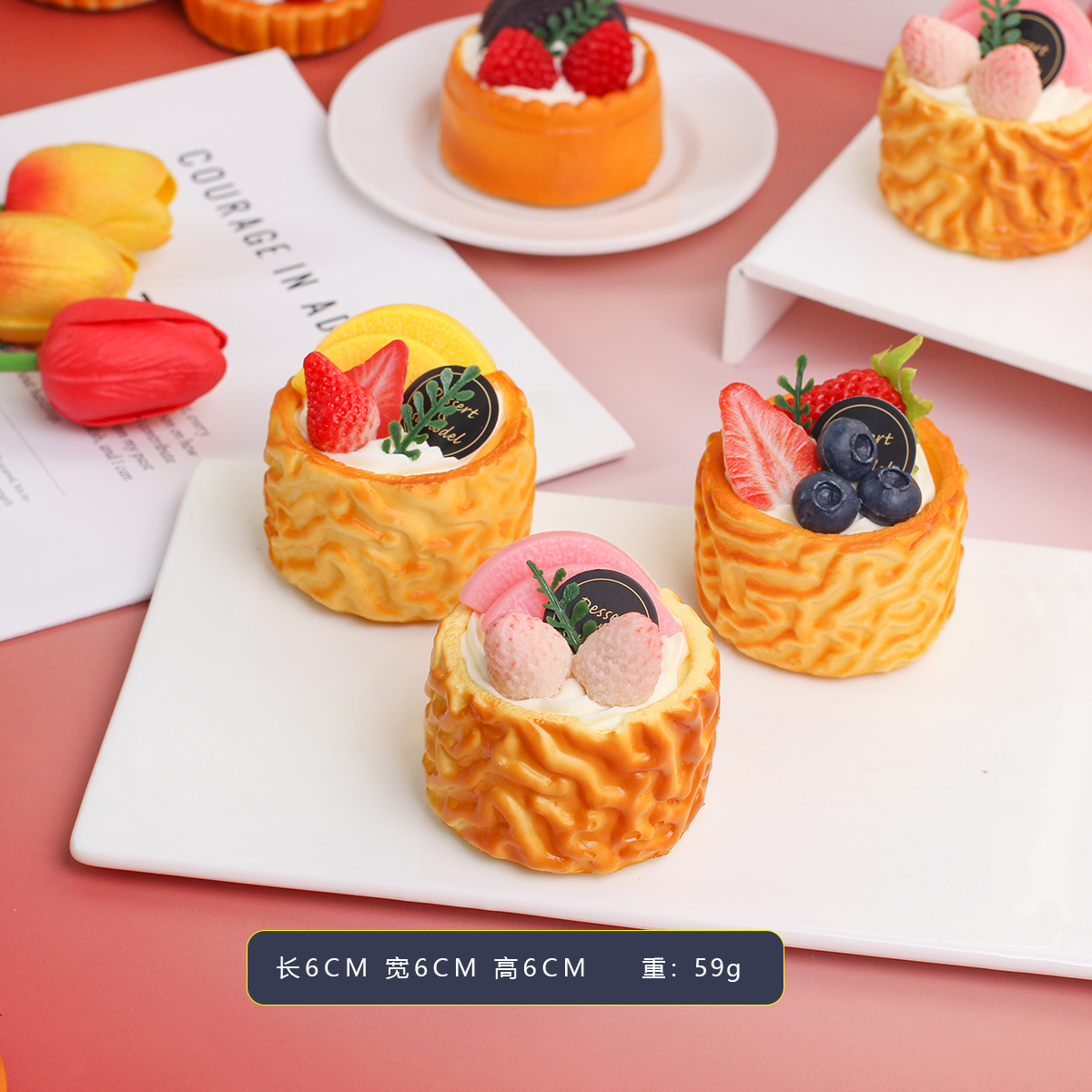 Modelo de pan de cocina de frutas artificiales, refrigerador, Material Pu, decoración del hogar, adornos de muestra de alimentos, accesorios de tiro, 3 uds.: Amarillo claro