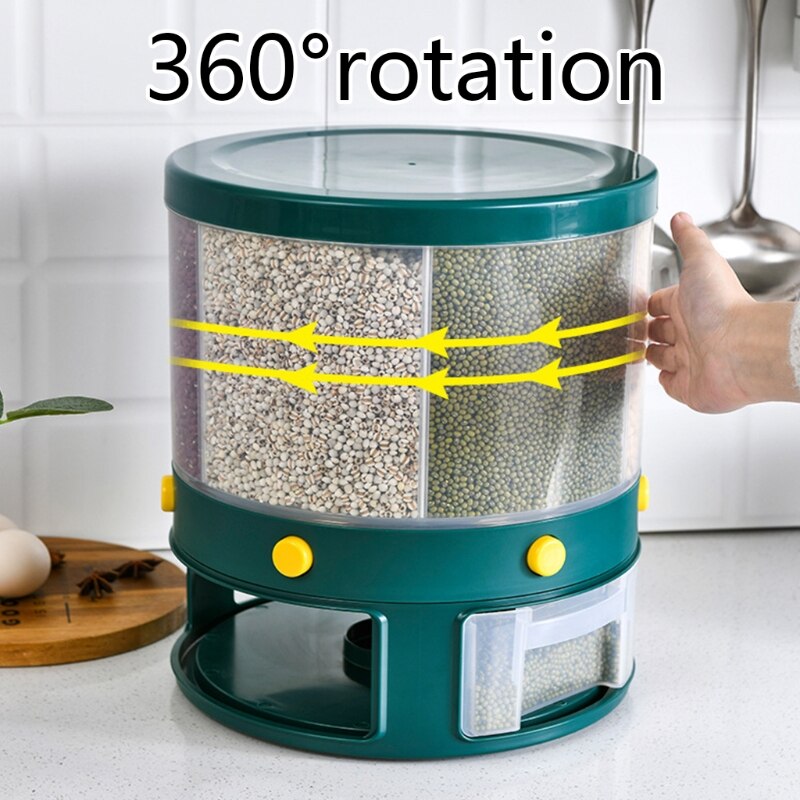 10KG Kitchen Food Storage container Rotating cans for bulk cereals Moisture Insect Proof Grain Organizer box Separat Rice Bucket