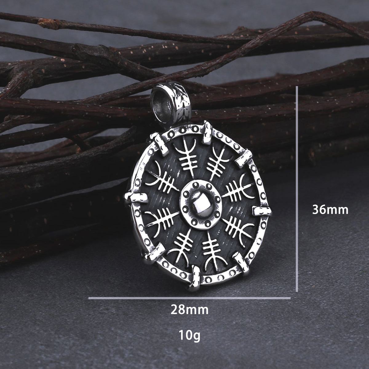 Rvs Viking Rune Kompas Ketting Voor Mannen Vintage Awe Van Helm Beschermende Amulet Hanger Ketting Charme Sieraden: Rose Goud Kleur