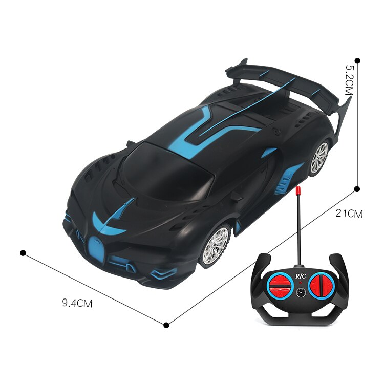 1:18 Rc Auto 4wd MODE2 Kunststoff Power Räder für Kinder Jungen Spielzeug Pädagogisches Spielzeug Fernbedienung Auto Spielzeug für Kinder: BLACK BLUE RC CAR