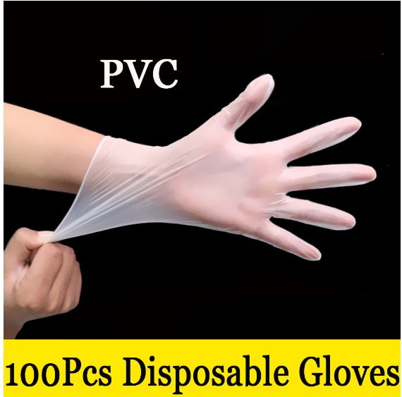 Lot de 50/100/200 gants jetables transparents en pvc pour la vaisselle, la cuisine, le latex, le caoutchouc, le jardinage et le travail, universels pour le nettoyage de la maison
