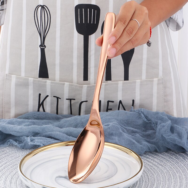 Large Salad Dinner Serving Spoons Kitchen 304 Stainless Steel Spoon Set Server Metal Fork Spoon Cutlery Set Steel Utensils