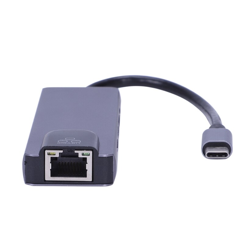 5 in 1 USB Type C Hub HDMI-compatible 4K USB C Hub to Gigabit Ethernet Rj45 Lan Adapter for Pro Thunderbolt 3 USB-C Charger Port