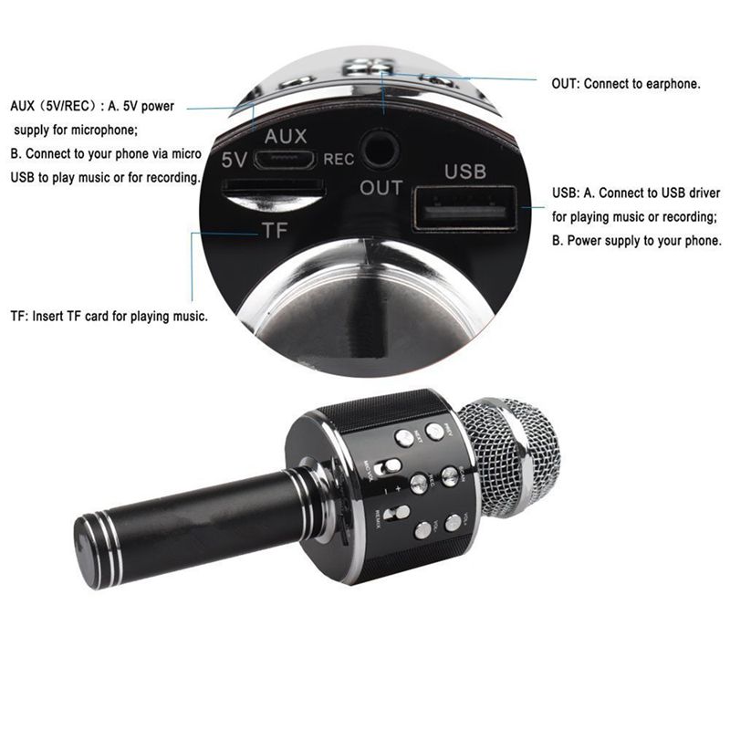 Draadloze Bluetooth Karaoke Ws858 Microfoon Luidspreker Draagbare