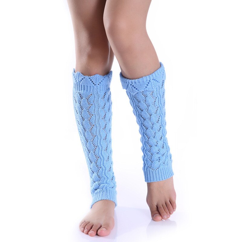 Creux ondulé bordure Imitation dentelle tricoté laine jambe couverture Pile Pile chaussettes femme automne et hiver chaussettes cheville plus solide: Bleu ciel