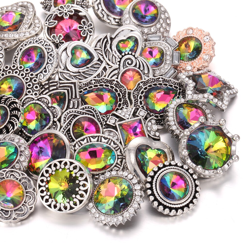 10pcs/lot 18mm Snap Jewelry Mix Many Styles 18mm Metal Snap buttons buttons Rhinestone Snaps Jewelry Bracelet: 6