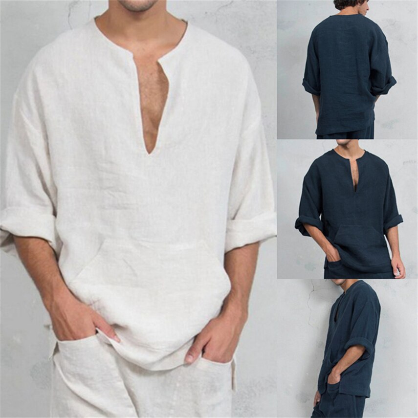 Moslim voor heren shirts top jubba thobe dubai lange mouwen islamitische kleding effen pakistan eid mubarak midden-oosten t-shirt