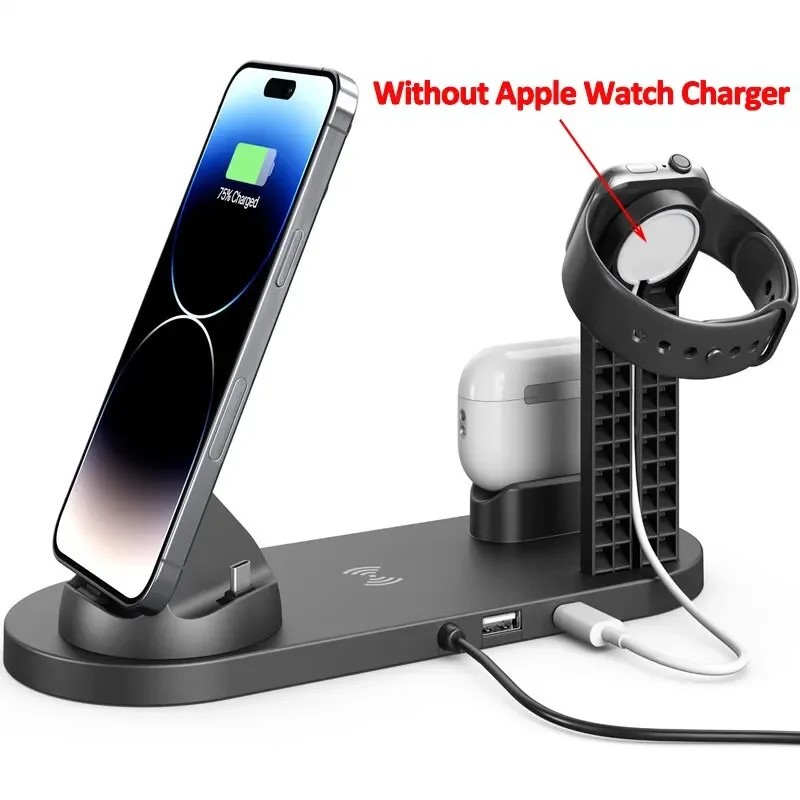 5 in 1 draadloze oplader stand pad voor iPhone 16 15 14 13 12 X Apple Watch Airpods bureautelefoon opladers snel opladen dockstation