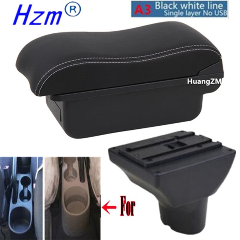 For Hyundai I20 Armrest Interior Parts special Retrofit parts Car Armrest Center Storage box with USB LED light Curved surface: A3 white line No USB