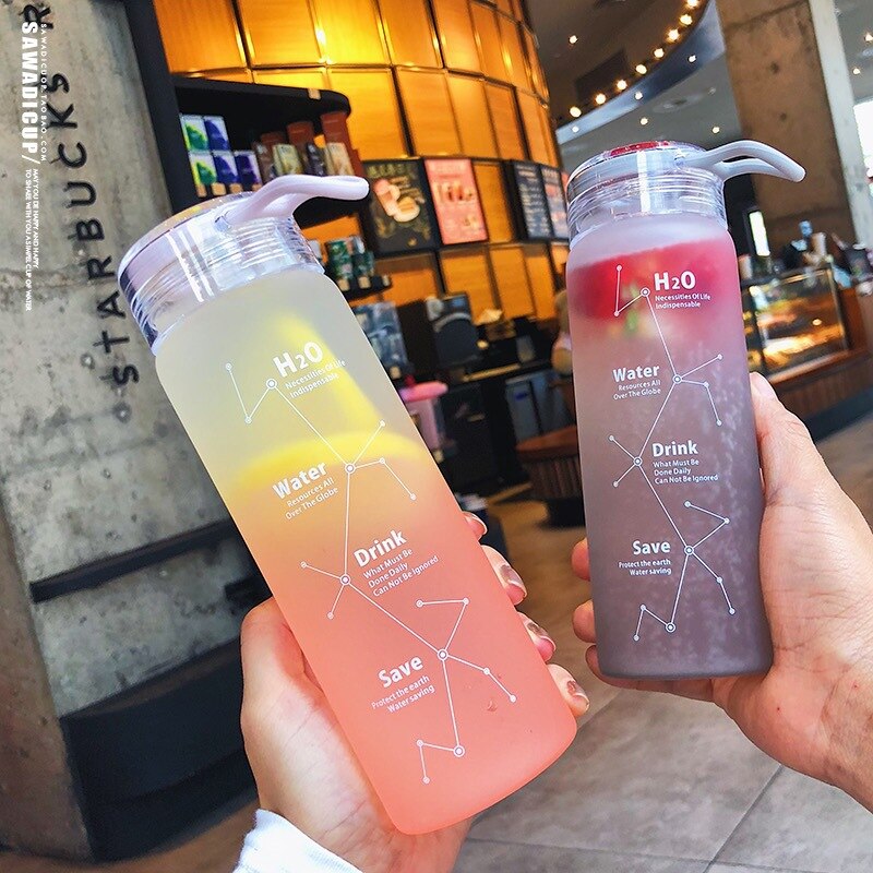 Korean Style Summer Cool Water Bottle Prosted Glass Bottles 460ml Women Girl Student Leakproof Drinkware Best Individuality
